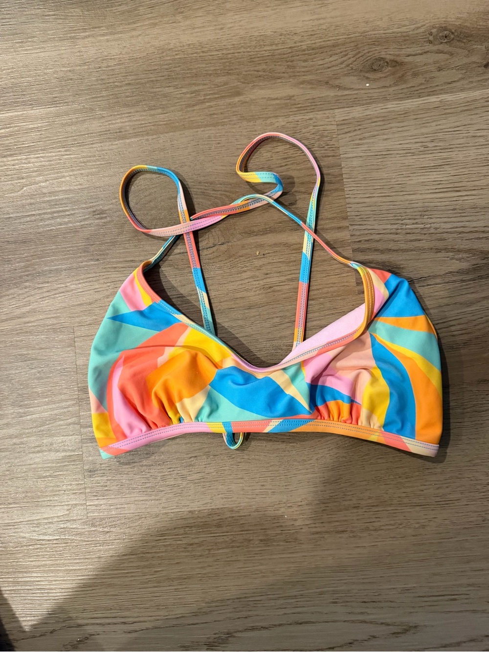 wild fable Pink L (12-14) Swim Top with Multicolor Trim